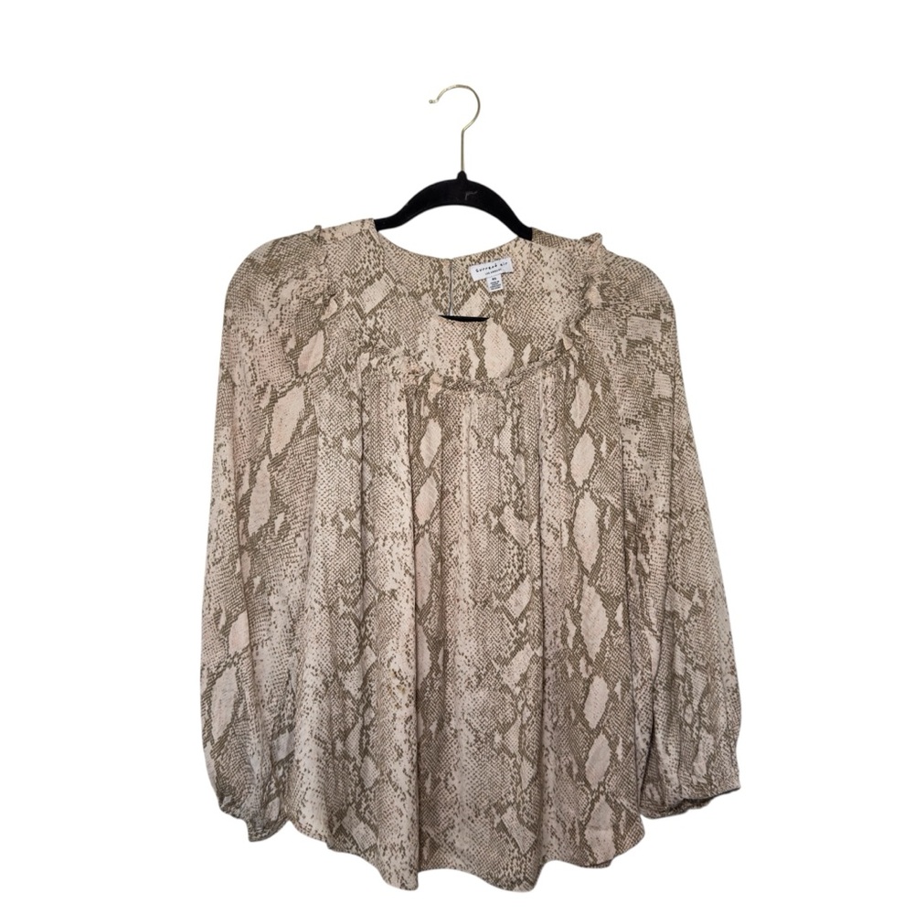 Current Air Los Angeles XS Snake Print Balloon Sleeve Indie Boho Ruffled Top